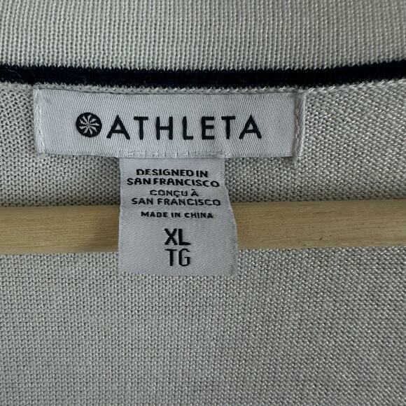 Athleta Lightweight Collegiate White Blue Stripe Boyfriend Cardigan Sweater XL - Picture 6 of 9